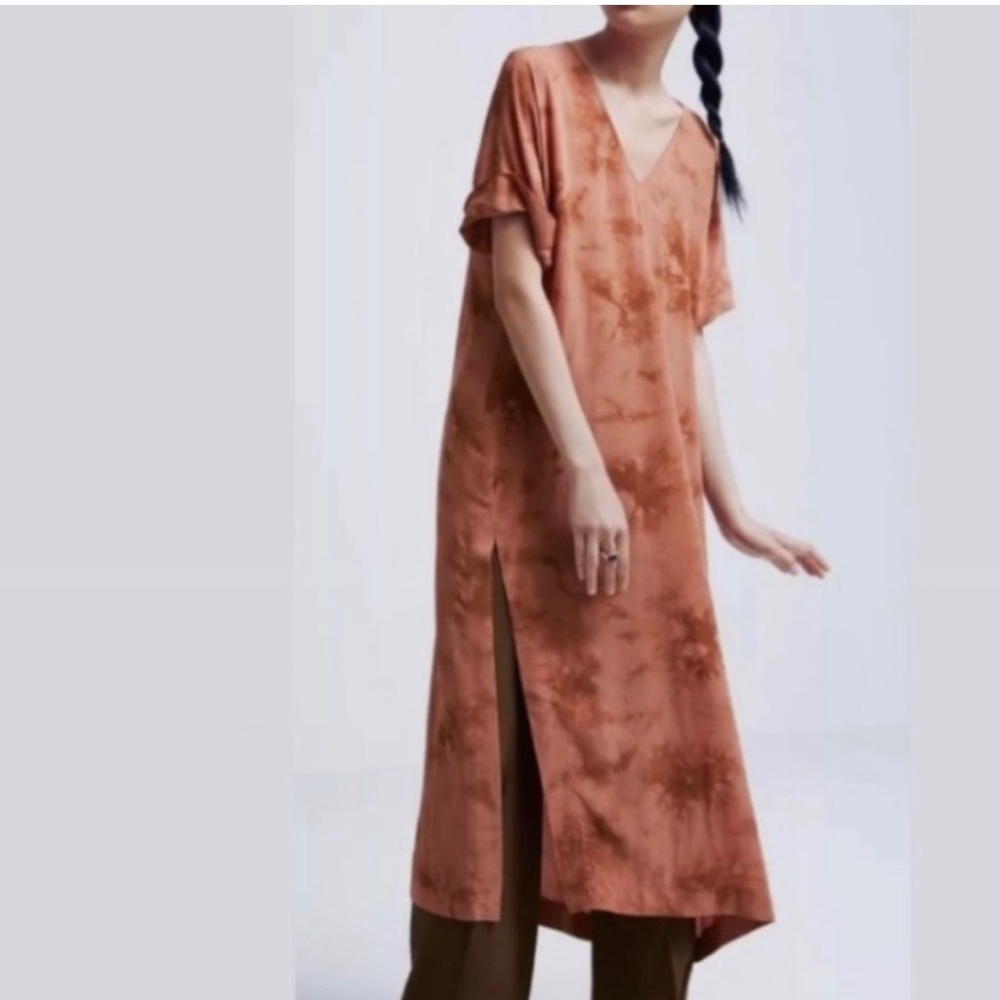 Zara Terracotta Tie Dye Long Tunic Dress